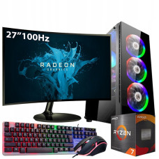 ZESTAW KOMPUTER GAMINGOWY 27"100Hz |RYZEN 7|VEGA 8|32GB|1TB| WI-FI|WIN 11