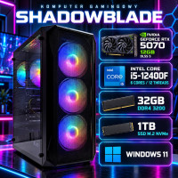 Komputer gamingowy Shadowblade Intel i5-12400F, RTX 5070 12GB DLSS 5, 32GB, 1TB M.2, Win11