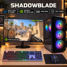 Zestaw gamingowy Shadowblade Intel i5-12400F, RTX 5070 12GB DLSS 5, 32GB, 1TB M.2 + monitor 27