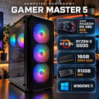 Komputer gamingowy Ryzen 5 5500, RX 580 8GB, DDR4, SSD, Wi-Fi, Win11