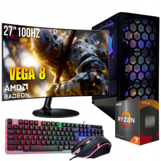 ZESTAW KOMPUTER GAMINGOWY 27"100Hz |RYZEN 7|VEGA 8|16GB|512GB| WI-FI|WIN 11