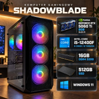 Komputer gamingowy Shadowblade Intel i5-12400F, RTX 5060 Ti 8GB DLSS 5, DDR4, SSD, Win11