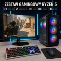 Zestaw gamingowy Ryzen 5 5500, RX 570 8GB, DDR4, SSD + monitor 27