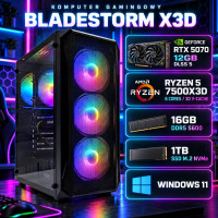 Komputer gamingowy Bladestorm X3D AMD Ryzen 5 7500X3D, RTX 5070 12GB DLSS 5, DDR5, 1TB SSD M.2, Win11