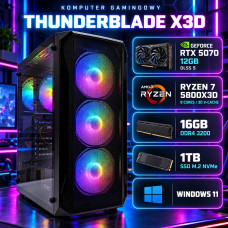 Komputer gamingowy Thunderblade X3D AMD Ryzen 7 5800X3D, RTX 5070 12GB DLSS 5, DDR4, 1TB SSD M.2, Win11