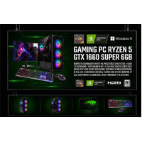 Komputer do gier Ryzen 5 5500, GTX 1660 Super 6GB, DDR4, SSD + monitor 27