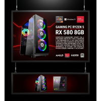 PC GAMINGOWY Ryzen 5 5500 RX 580 8GB 16GB DDR4 RAM 512GB SSD +Wi-Fi +WIN11