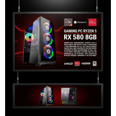 PC GAMINGOWY Ryzen 5 5500 RX 580 8GB 16GB DDR4 RAM 512GB SSD +Wi-Fi +WIN11
