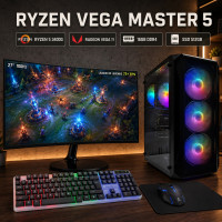 Zestaw komputerowy Ryzen 5, Vega 11, DDR4, SSD + monitor 27