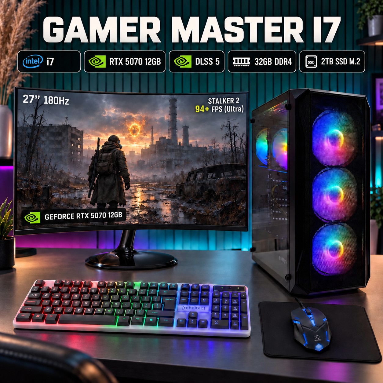 Komputer gamingowy Fury Shobo Intel Core i7-6700, RTX 5070 12GB DLSS 5, 32GB, 2TB SSD, Win11