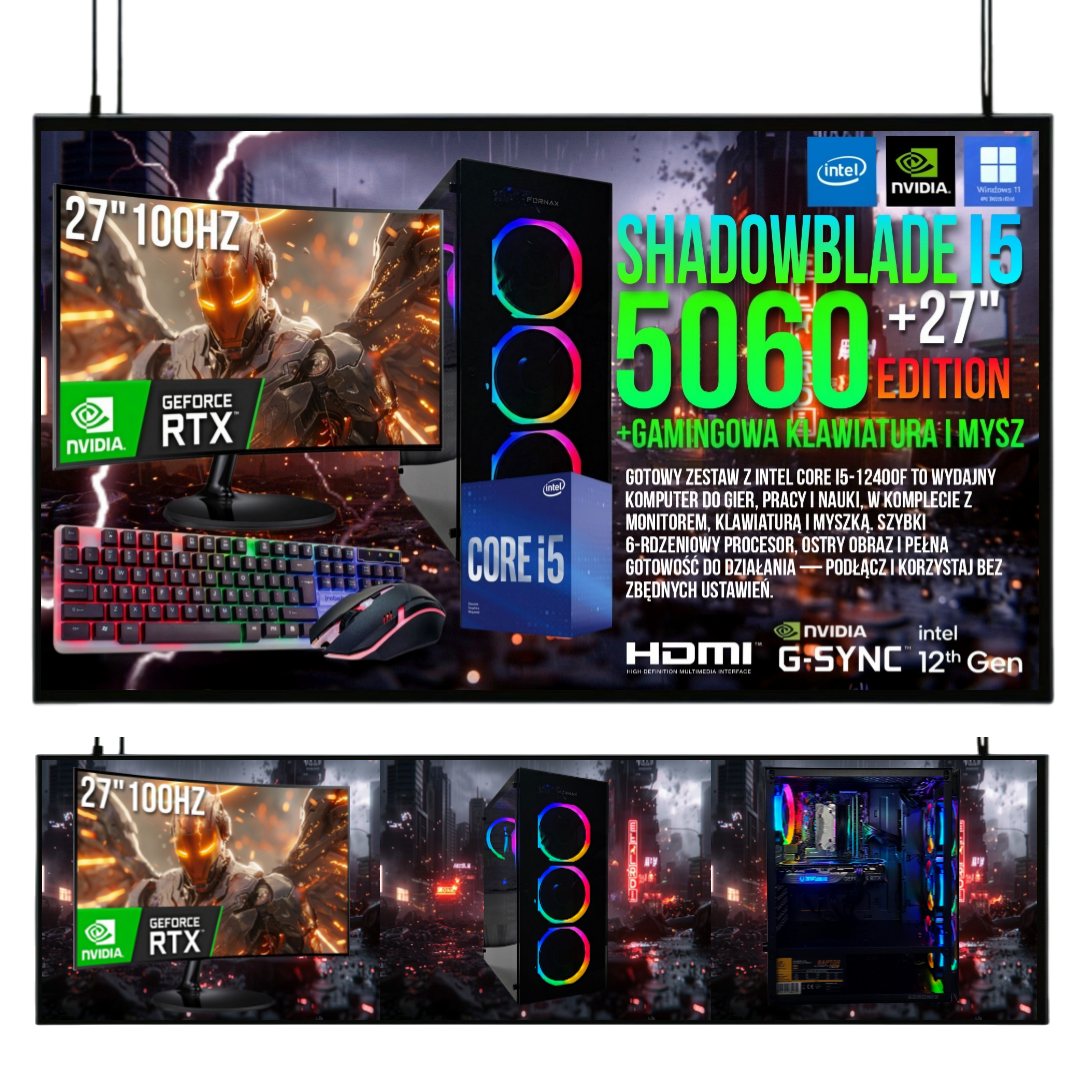 ZESTAW SHADOWBLADE I5 32GB RTX 5060 8GB +MONITOR 27