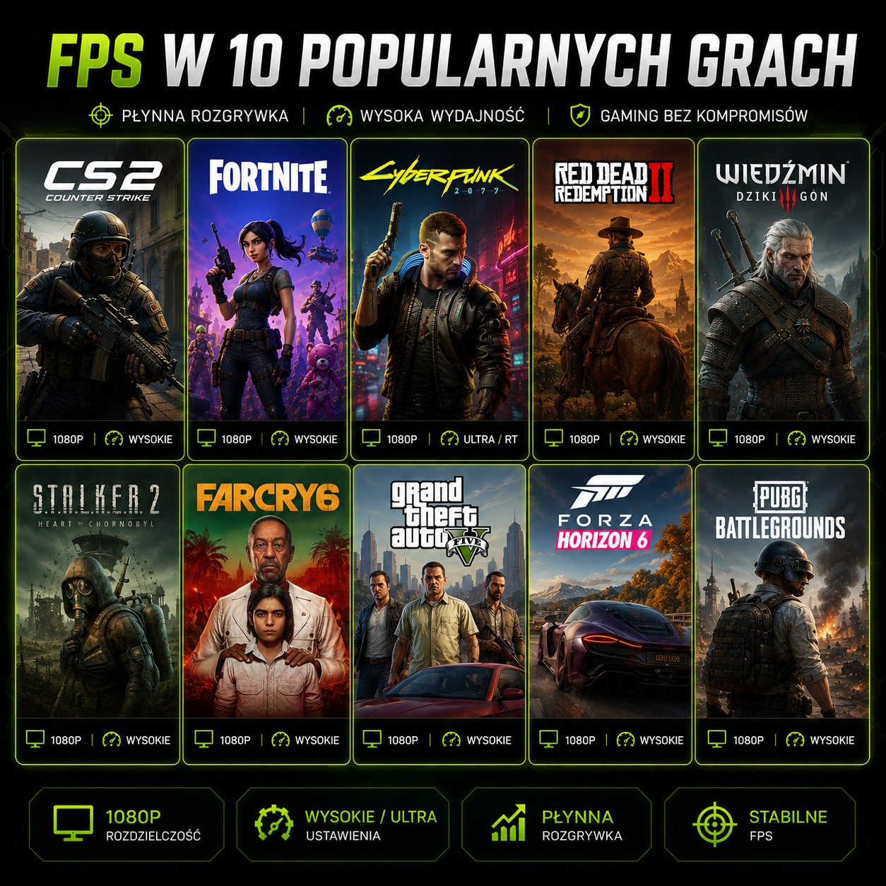 FPS w popularnych grach — NVIDIA GeForce RTX 5060 8GB