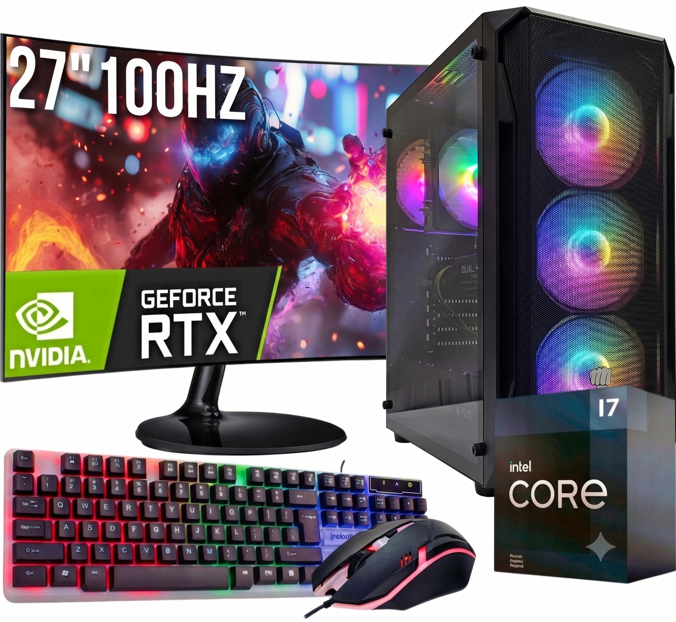 KOMPUTER GAMINGOWY FURY SHOBO i7-12700KF 32GB RTX 5060 Ti 8GB 1TB +MONITOR 27