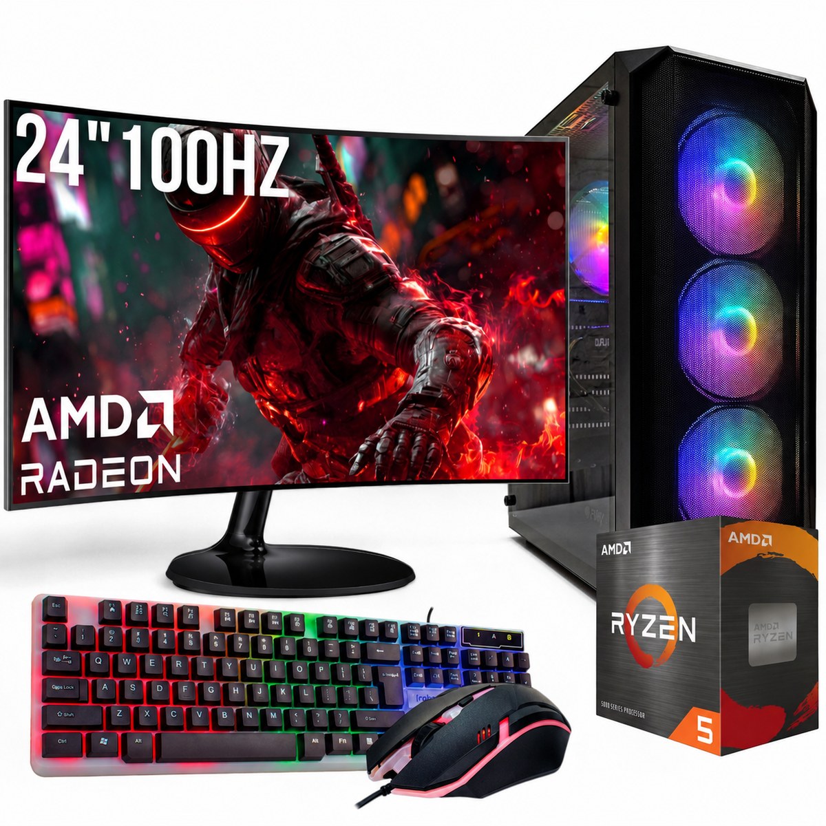 ZESTAW GAMINGOWY Ryzen 5 5500 RX 570 8GB 16GB 512GB SSD WIN11 MONITOR 24