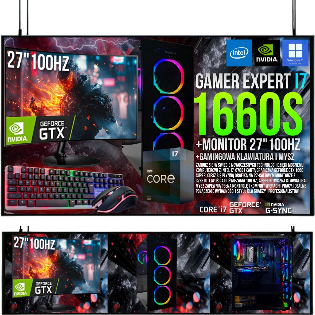 ZESTAW GAMINGOWY I7 32GB DDR4 GTX 1660S 6GB WIN11