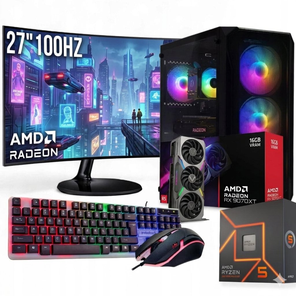 ZESTAW GAMINGOWY R5 7600X/32GB/RX9070XT/1TB SSD/W11/27 100Hz