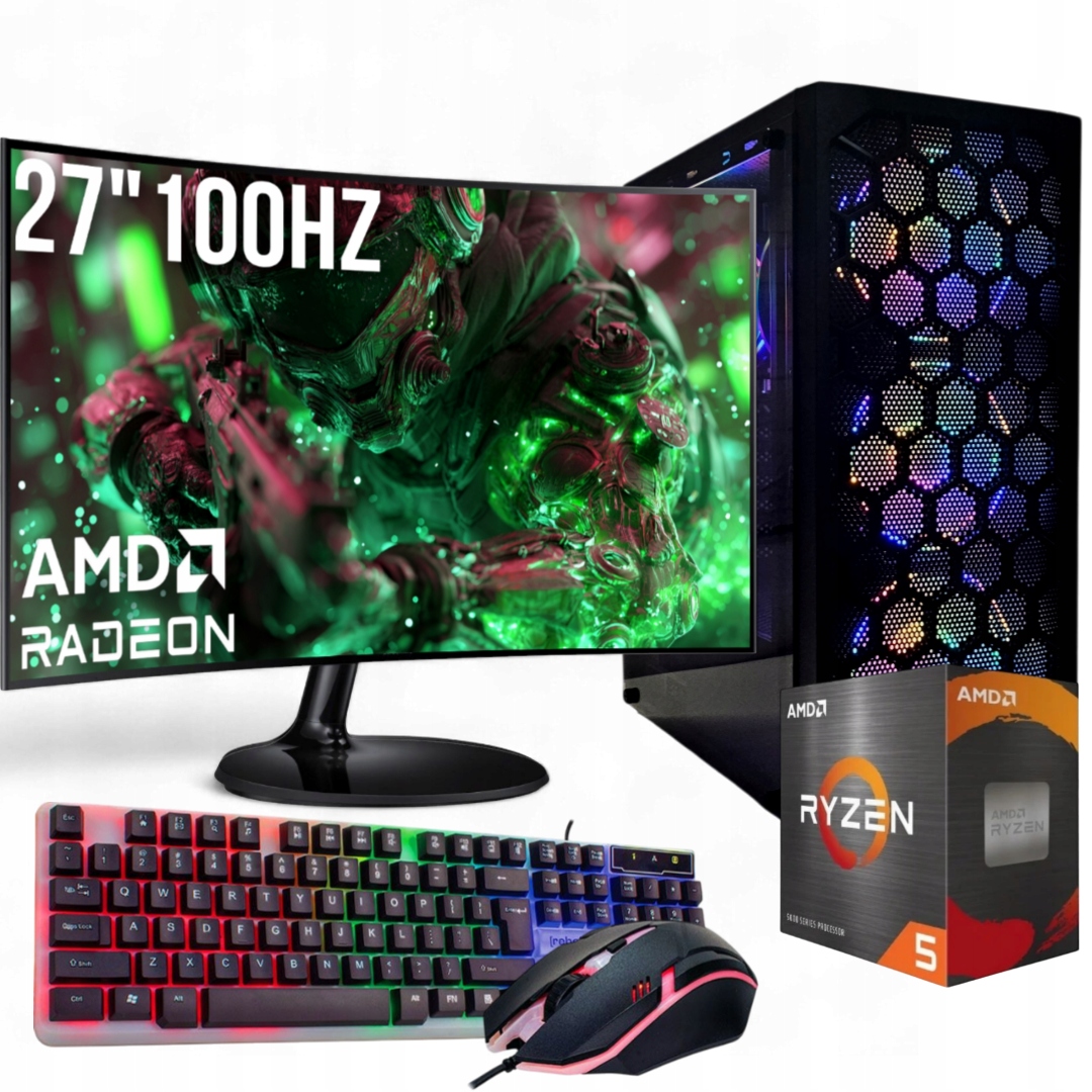 PC GAMINGOWY Ryzen 5 5500 RX 580 8GB 16GB DDR4 RAM 512GB SSD +Wi-Fi +WIN11