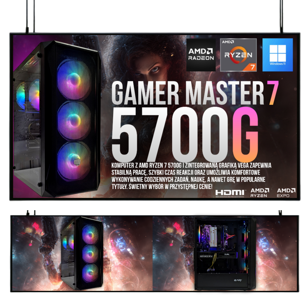 ZESTAW RYZEN GAMER MASTER 7|RYZEN 7|VEGA 8|32GB|1TB| WI-FI|WIN 11