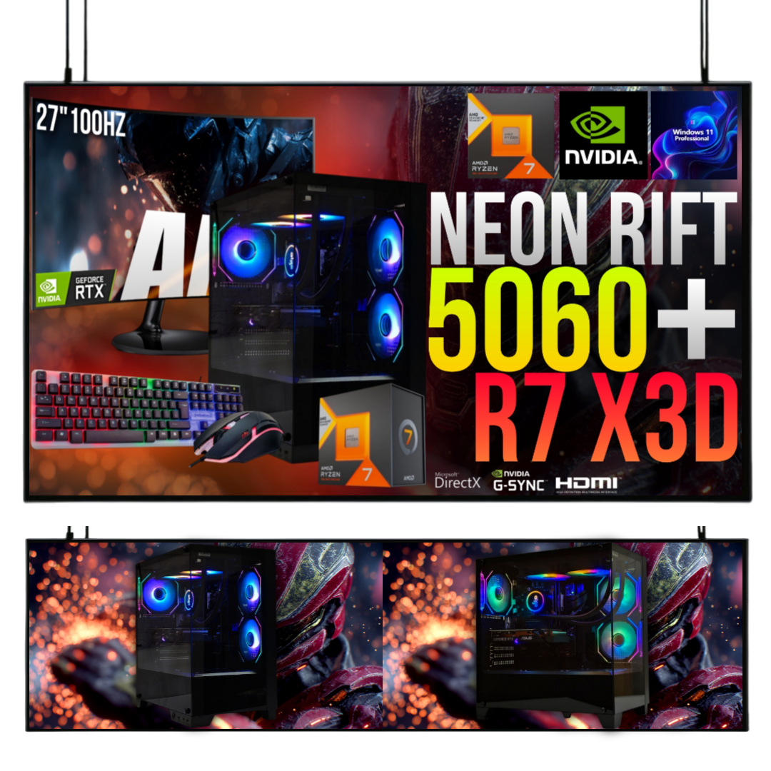 ZESTAW GAMINGOWY NEON RIFT R7 7800X3D/32GB/RTX5060/1TB M.2 SSD/W11/27100Hz
