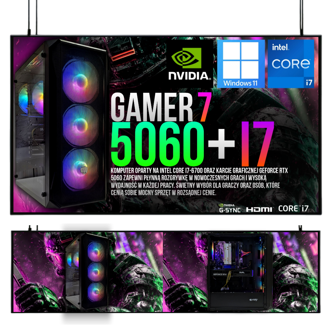 ZESTAW GAMINGOWY I7 32GB RTX 5060 8GB +MONITOR 27 100Hz