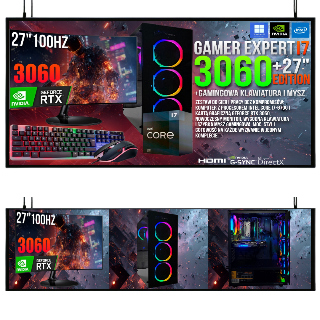 Zestaw Gamer Expert I7 32GB DDR4 RTX 3060 12GB 1TB SSD
